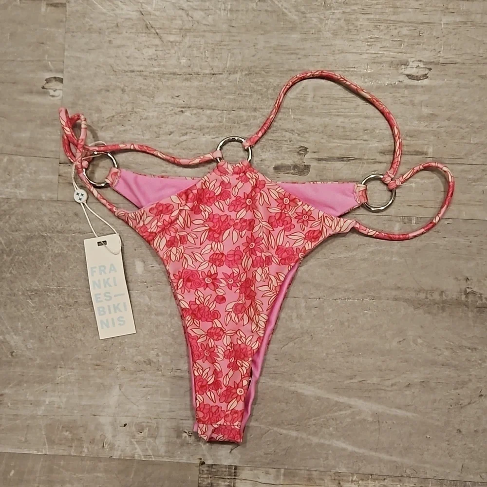💕FRANKIES BIKINIS💕 Kailyn String Bikini Bottom ~ Rose Bouquet Large L NWT